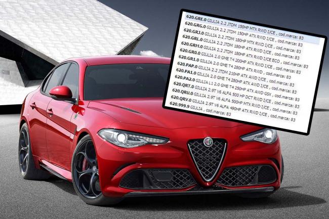 Alfa romeo giulia la liste des motorisations en fuite sur internet 
