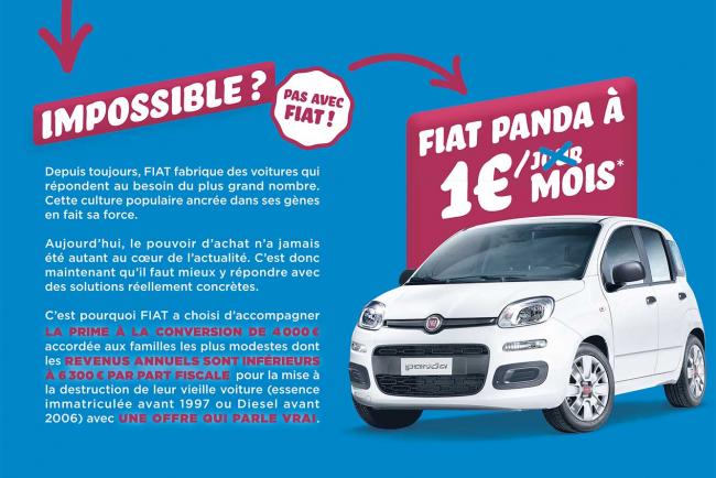 FIAT vend sa Panda pour 1 € par mois en LOA !