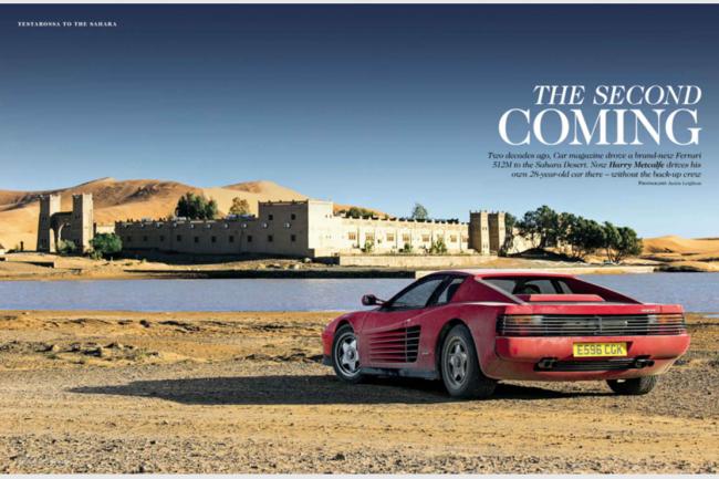 Harry metcalfe emmene une ferrari testarossa dans le sahara 