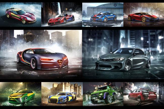Illustration les nouvelles voitures des super heros 
