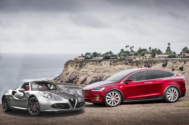 Le Tesla Model X affronte l'Alfa Romeo 4C