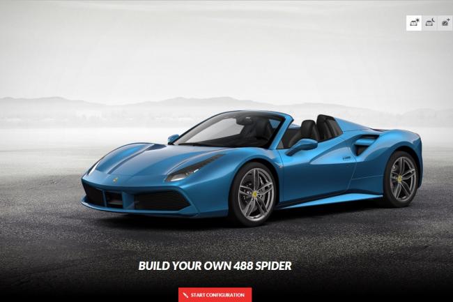 Le configurateur de la ferrari 488 spider est en ligne 