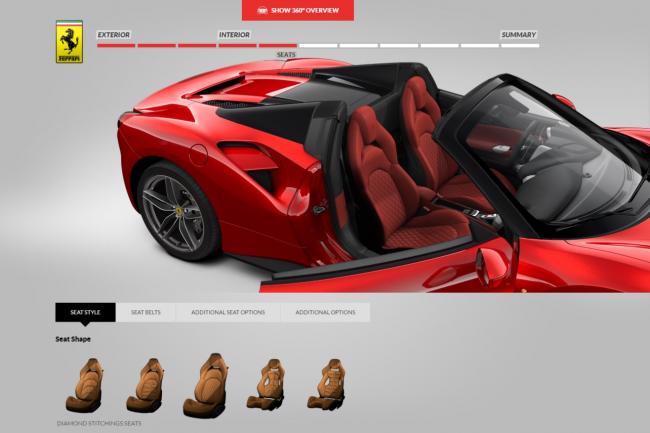 Le configurateur de la ferrari 488 spider est en ligne 