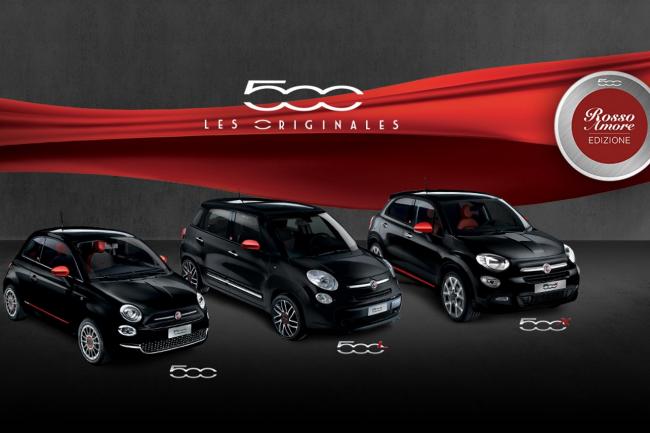 Les fiat 500 500x et 500l en serie speciale rosso amore edizion 