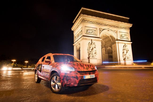 Le skoda kodiaq a paris pour l arrivee du tour de france 