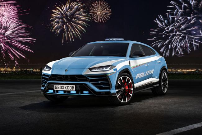 Le lamborghini urus imagine aux couleurs de la police italienne 