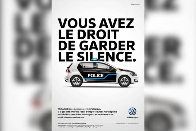 Volkswagen e-Golf pour la police : vous avez le droit de garder le silence !