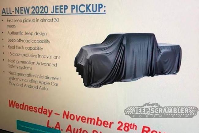 Jeep presentera un tout nouveau pick up en 2020 