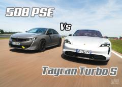 Image de l'actualité:Essai comparatif Peugeot 508 PSE vs Porsche Taycan : le meilleur des deux mondes