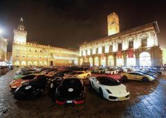 50 ans de lamborghini 350 vehicules au depart de milan 