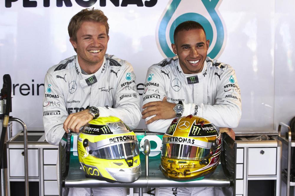 Image principale de l'actu: Hamilton et rosberg avec des montres iwc schaffhausen 