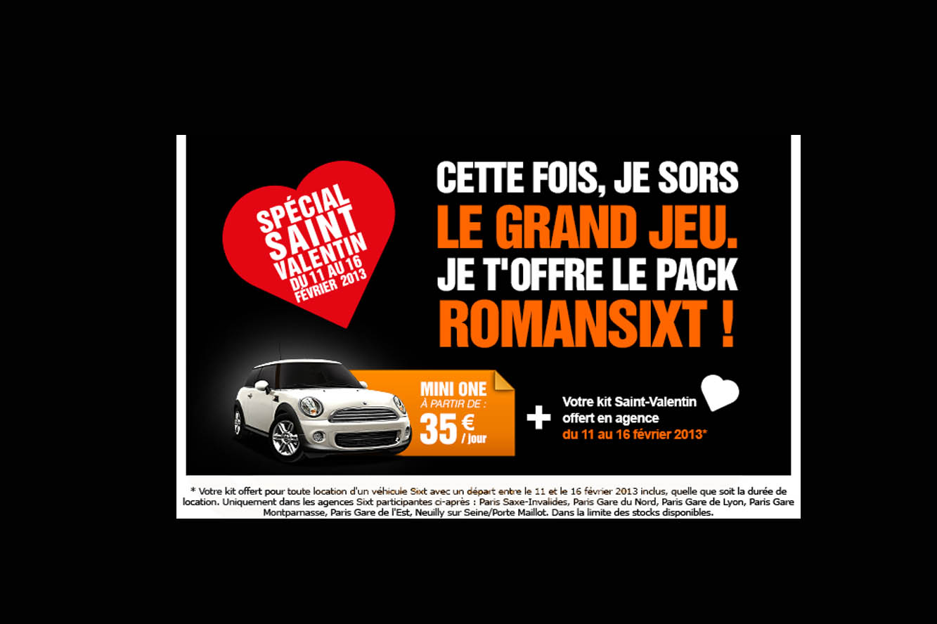 Image principale de l'actu: Sixt sex and sun saint valentin champagne 